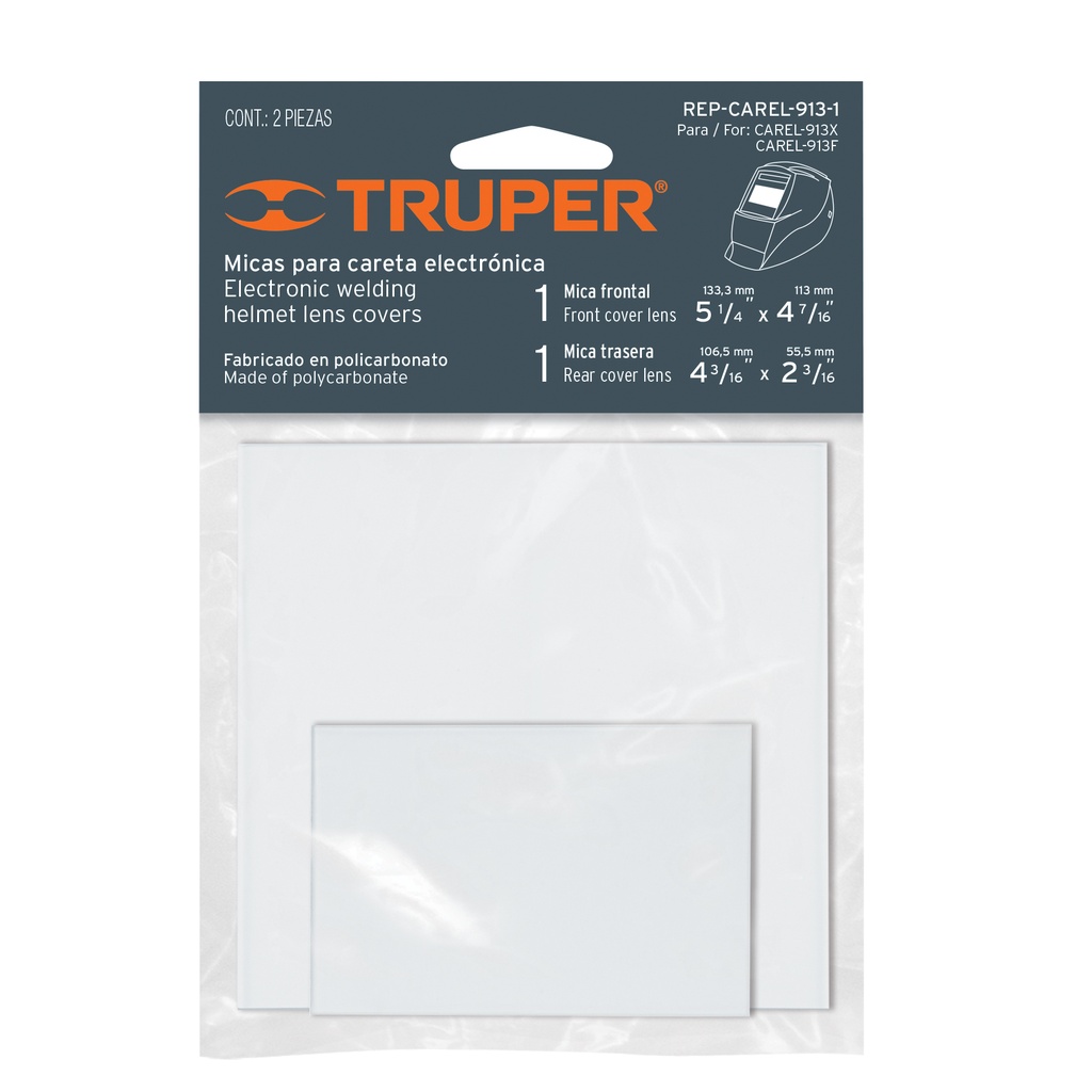 REP VIDRIO CARETA ELECTRONICA 2PZS 15969 TRUPER