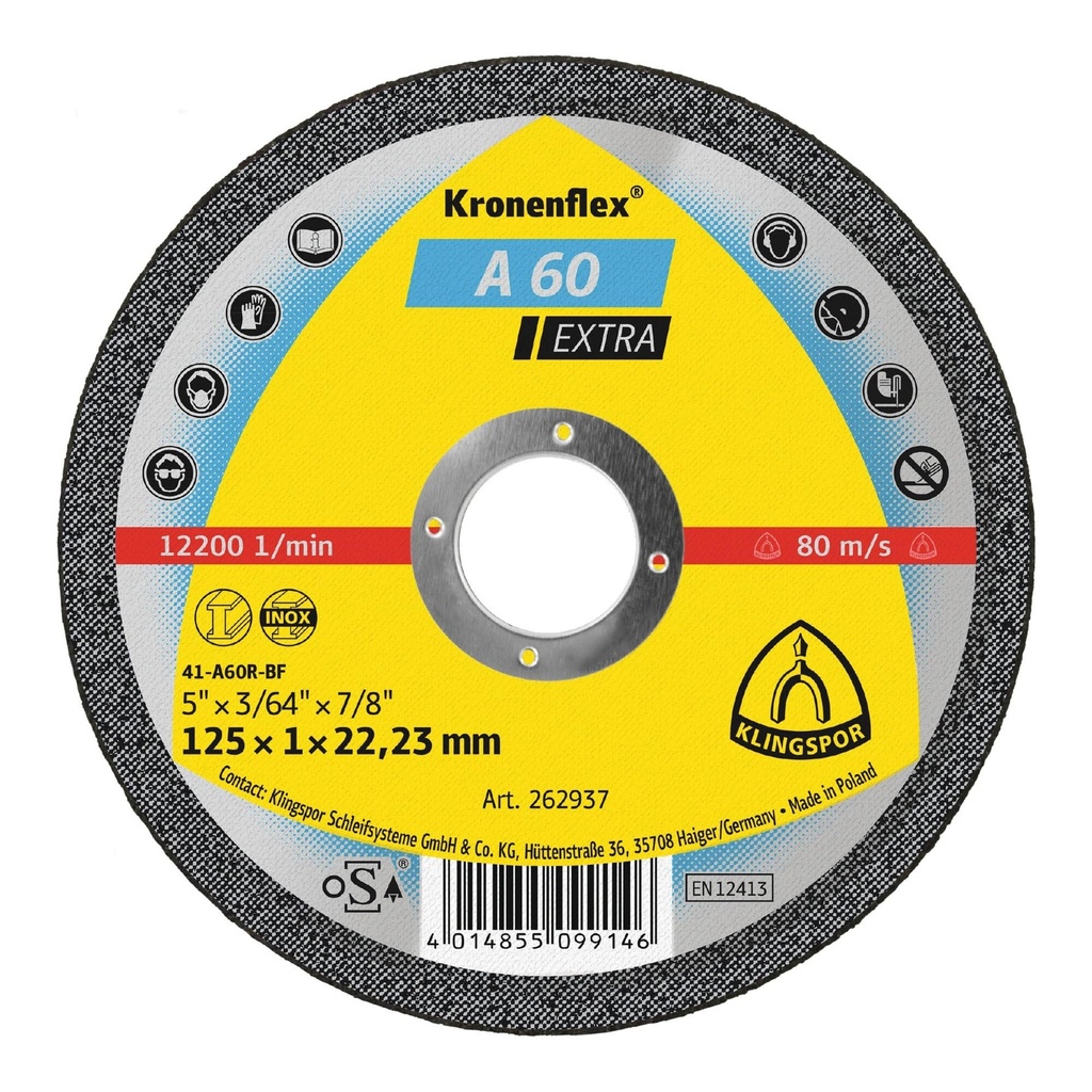 DISCO CORTE INOX 5 X 1.0MM 262937 KRONENFLEX