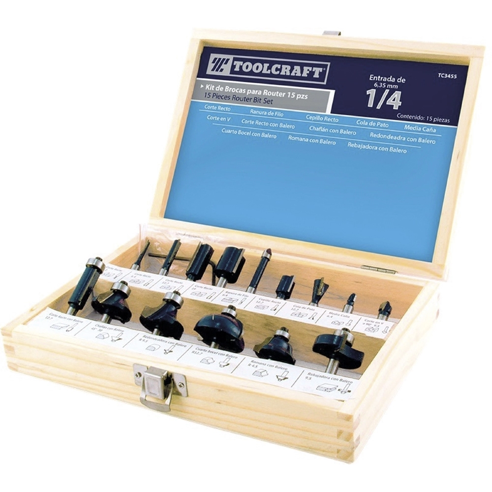 JGO BROCA ROUTER 15 PZS TC3455 TOOLCRAFT