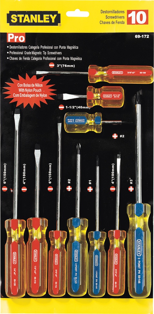 JGO DESARMADORES 10PZS STHT69172 STANLEY PRO