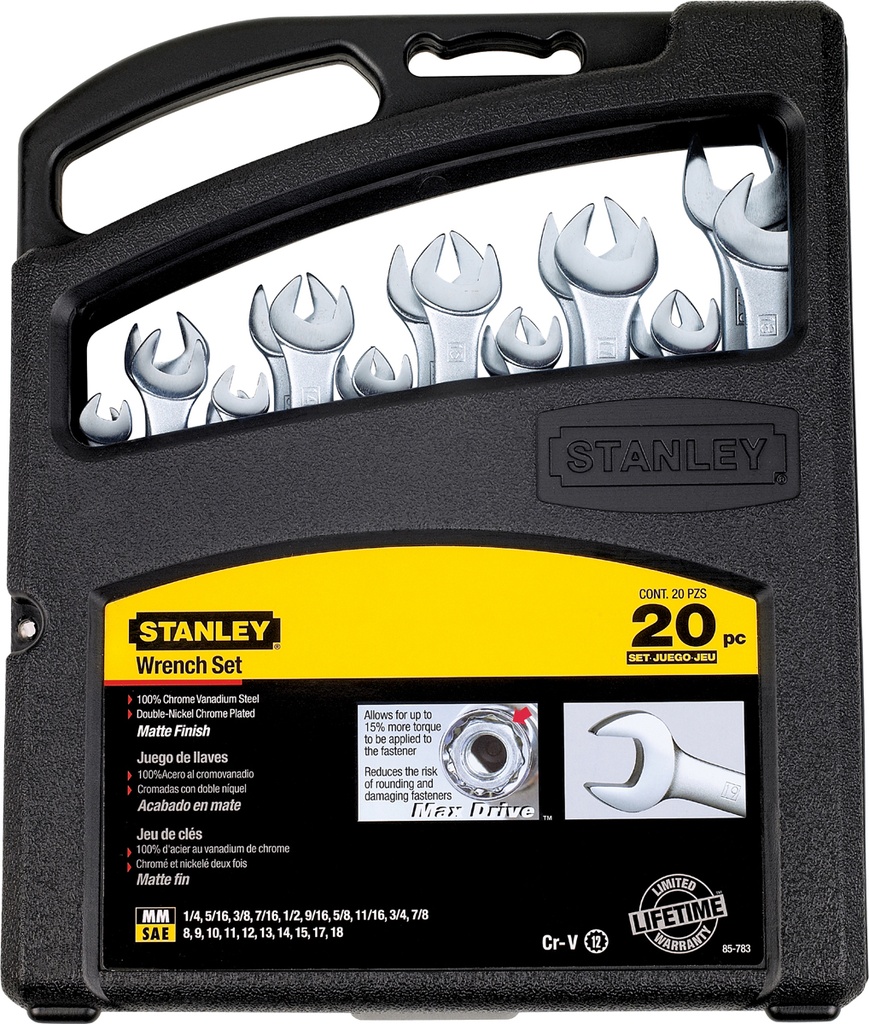 JGO LLAVES C/C MM/PULG 85-783  20PZS STANLEY