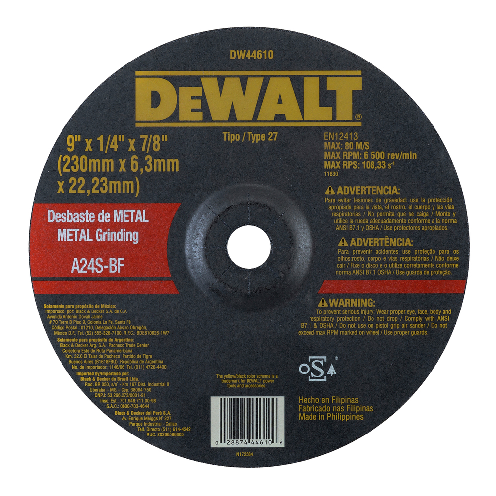 DISCO PULIR MTL 9X1/4X7/8 DW44610PH/EXTOL