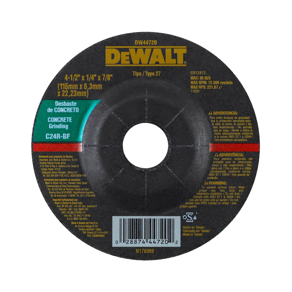 DISCO PULIR CONCRETO 4 1/2 DW44720 DE WALT