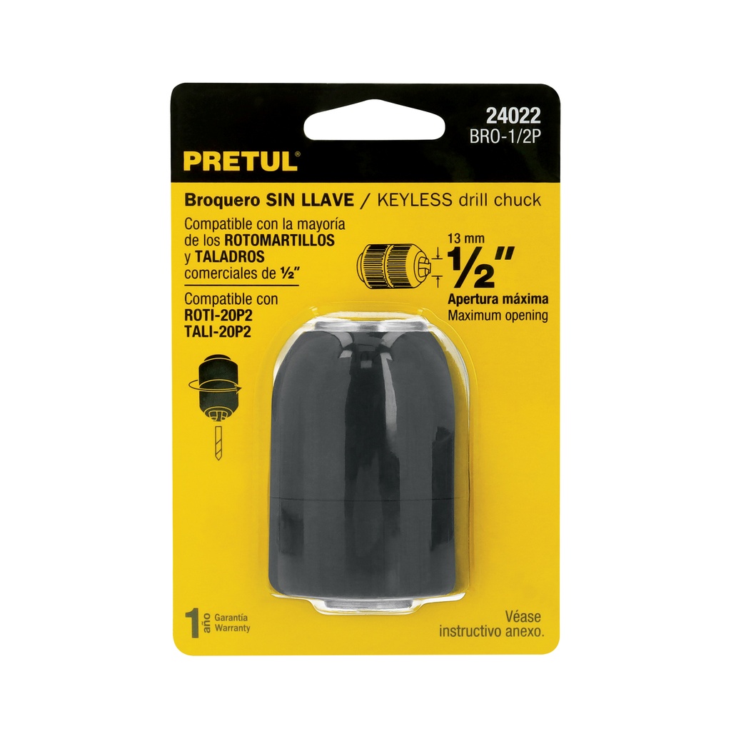 MANDRIL 1/2 SIN LLAVE 24022 PRETUL