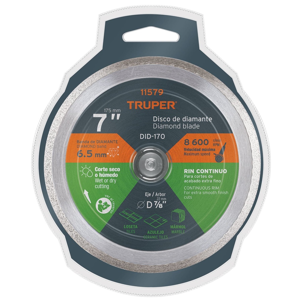 DISCO DIAMANTE 7 X 2.2MM X 7/8 LISO 11579 TRUPER