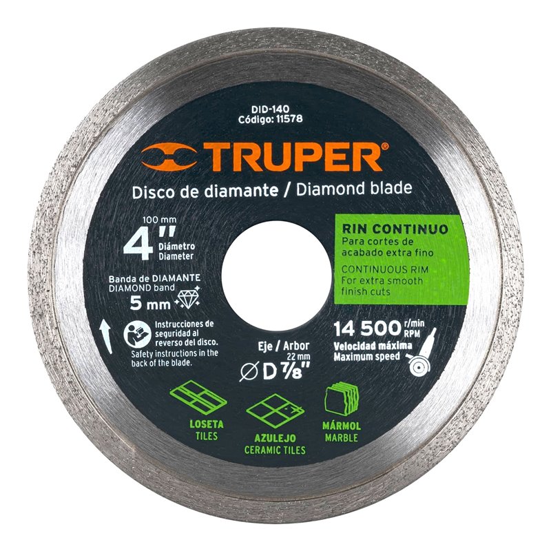 DISCO DIAMANTE 4 X 1.60MM LISO 11578 TRUPER