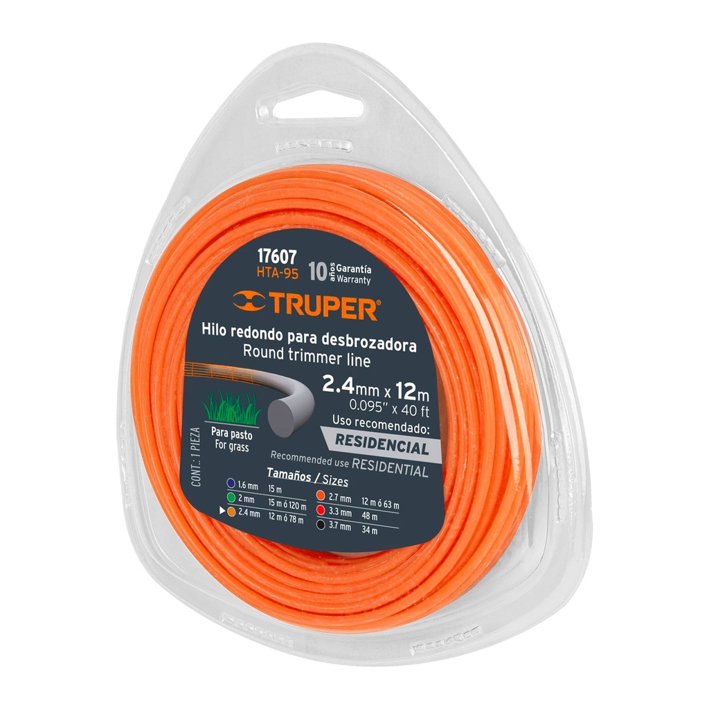 HILO MAQUINA GRAMA NARANJA 2.4MM 17607 TRUPER