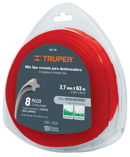 HILO MAQUINA GRAMA ROJO 2.7MMX63MTS 17610 TRUPER