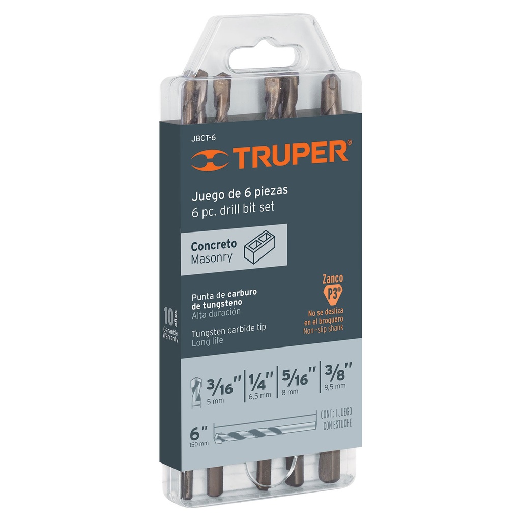 JGO BROCA CONCRETO 3/16-3/8 TUNGSTENO 11295 TRUPER