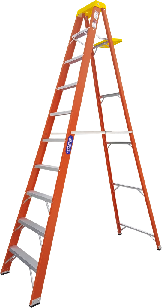 ESCALERA 10 FIBRA 2B PROF NARANJA 300 LBS INCO
