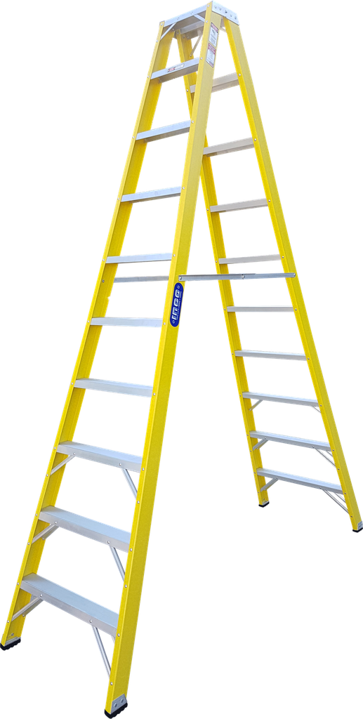 ESCALERA 10 FIBRA AMARILLA DBL ACCESO 250 LBS INCO