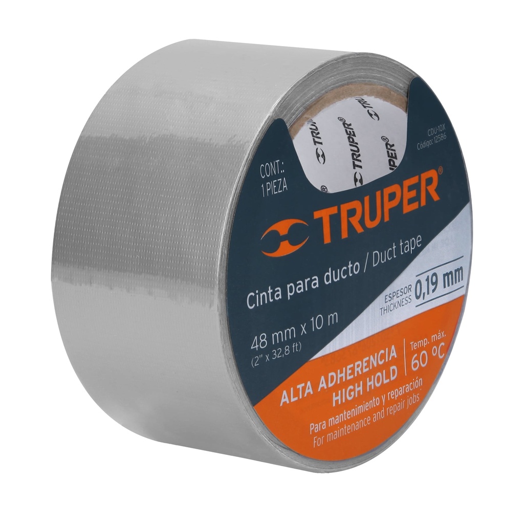 CINTA DUCTO 2X10MTS GRIS 12586 TRUPER