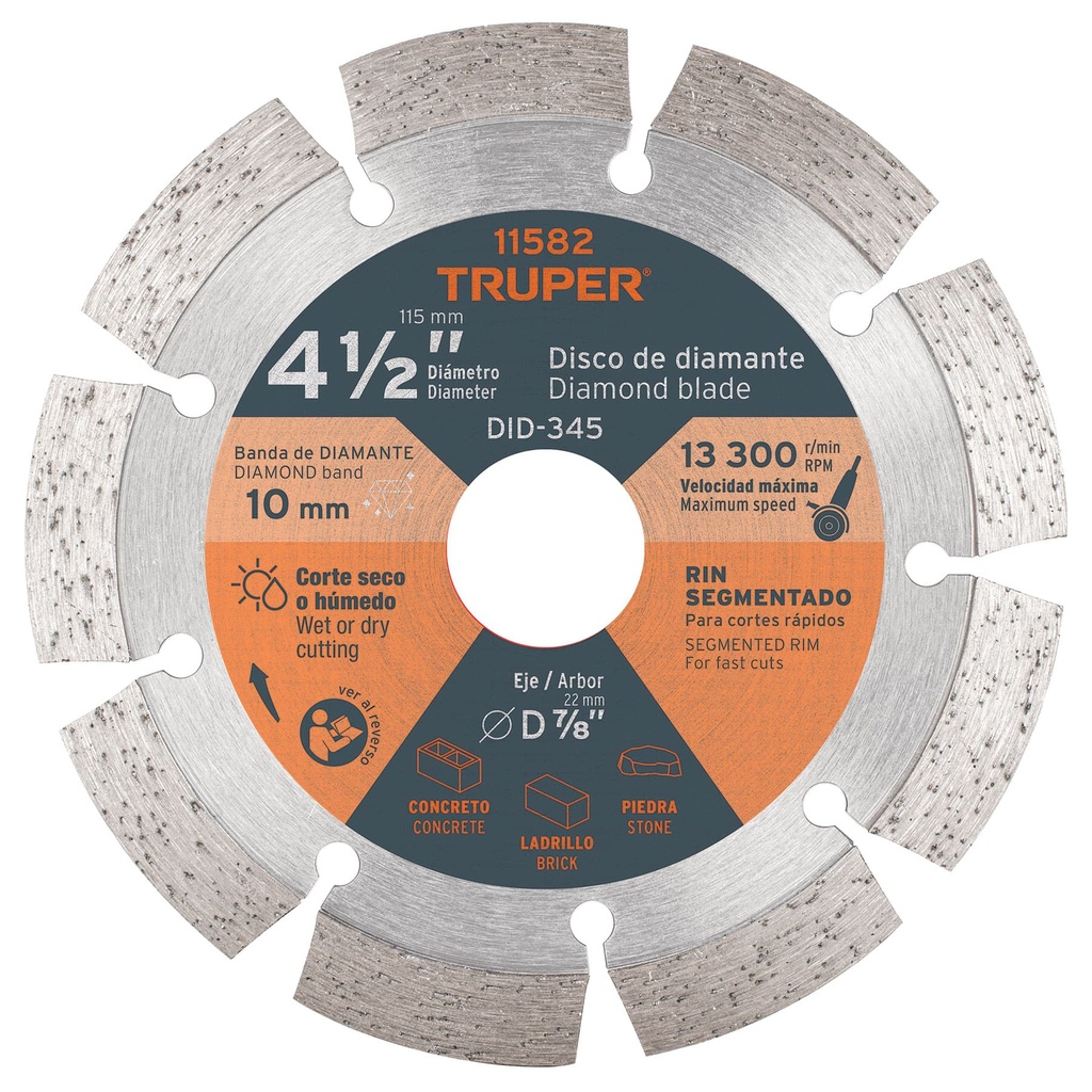 DISCO DIAMANTE 4 1/2 X 2.1MM DENTADO 11582 TRUPER