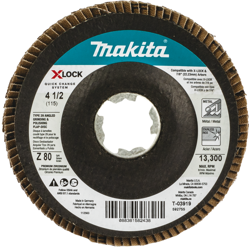 DISCO LAMINADO 4 1/2 GRANO 80 X-LOCK T03919 MAKITA