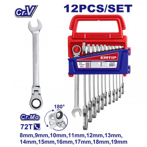 [101-200] JGO LLAVES COLA/CORONA C/RATCHET FLEXIBLE 8-19 ECSS101203 EMTOP