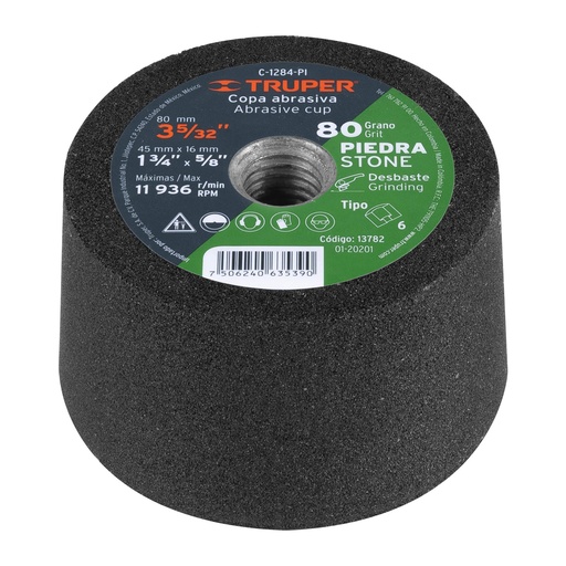 [127-112] COPA PULIR CONCRETO 3X5/8  36/60/80  13780/13781/13782 TRUPER