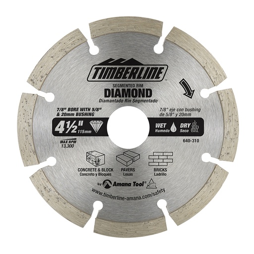 [261-390] DISCO DIAMANTE 4 1/2 DENTADO/LISO/TURBO TIMBERLINE