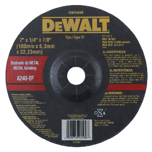 [264-133] DISCO PULIR MTL 7X1/4X7/8 DW44580 DE WALT