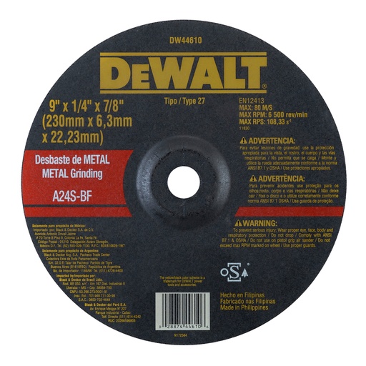 [264-139] DISCO PULIR MTL 9X1/4X7/8 DW44610PH/EXTOL