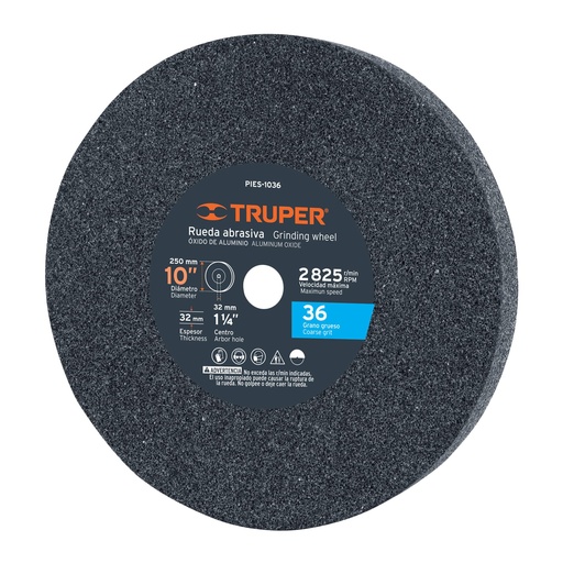 [265-129] PIEDRA ESMERIL 10X1 1/4X1 1/4  36 OXIDO ALUMINIO 12401 TRUPER