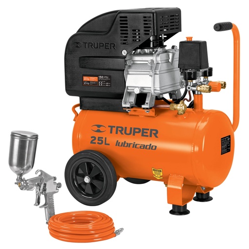 [265-151] COMPRESOR 25 LTS 3HP PISTOLA Y MANGUERA 100300 TRUPER
