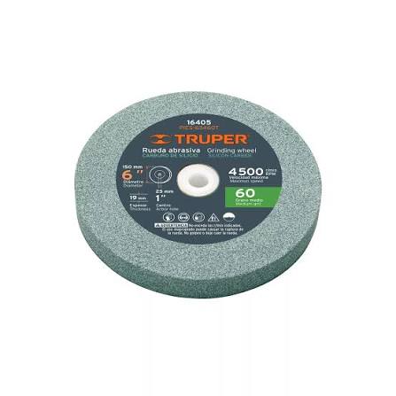 [265-174] PIEDRA ESMERIL 6X3/4 19MM TUNGSTENO VERDE GRANO 60 16405 TRUPER