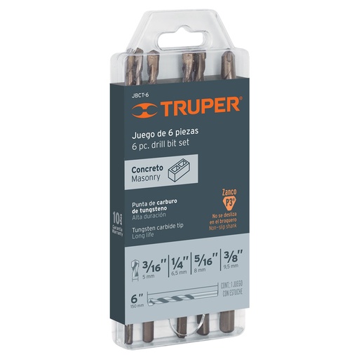 [265-252] JGO BROCA CONCRETO 3/16-3/8 TUNGSTENO 11295 TRUPER