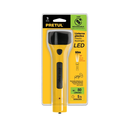 [265-380] LINTERNA PLASTICA 2PILAS S/BATERIAS 24032 PRETUL 