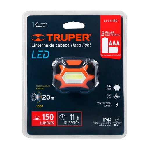 [265-389] LINTERNA CACERIA LED 3 BAT 150 LUM 11751 TRUPER