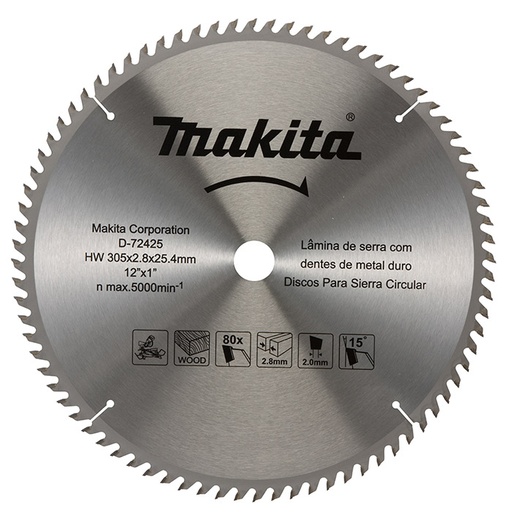[301-128] SIERRA 12X80X1 MADERA FINA D72425 MAKITA