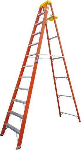 [303-54] ESCALERA 12 FIBRA 2B PROF NARANJA 300 LBS INCO