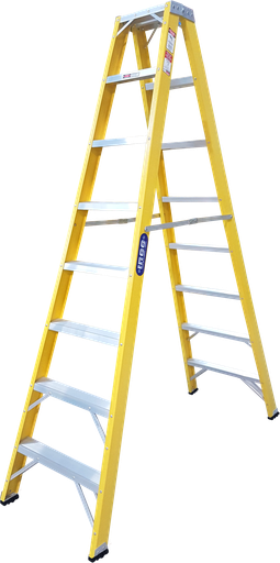 [303-72] ESCALERA 8 FIBRA AMARILLA DBL ACCESO 250 LBS INCO