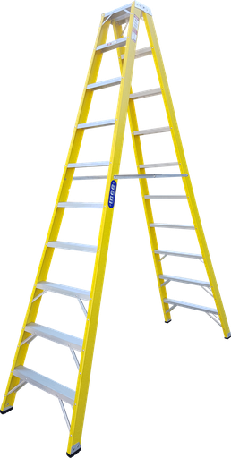 [303-74] ESCALERA 10 FIBRA AMARILLA DBL ACCESO 250 LBS INCO