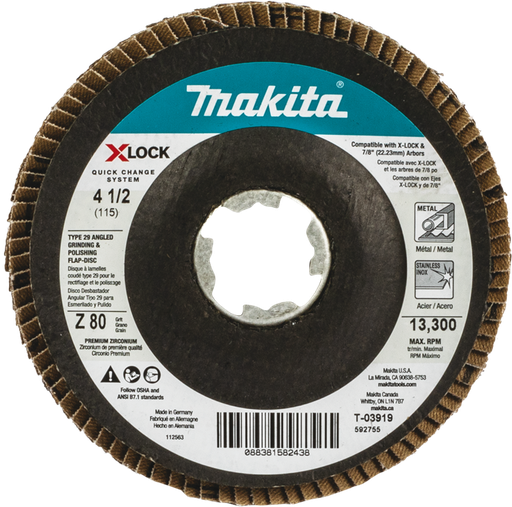 [301-954] DISCO LAMINADO 4 1/2 GRANO 80 X-LOCK T03919 MAKITA